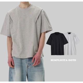 【SEMPLICITA】韓國 CLEAN FIT 立體 裁剪 結構 短T 寬版 落肩 男女皆可 短袖 短Tee