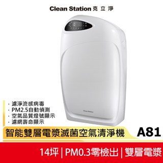 CleanStation 克立淨 智慧雙層電漿滅菌空氣清淨機 A81(出風口0檢出 醫療級電漿專利 清淨機 智慧機種)