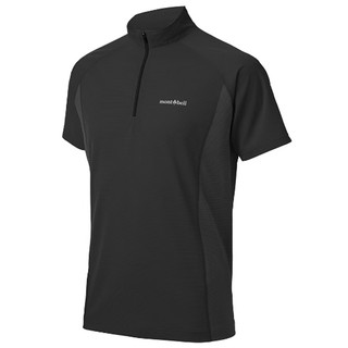 日本【Montbell】COOL S/S ZIP SHIRT 男款短袖排汗半門襟 (黑/海軍藍/橘/黃)
