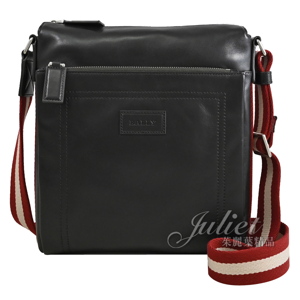 【茱麗葉精品】BALLY 6225265 TUSTON 壓印LOGO 經典織帶牛皮休閒斜背包.深咖 現貨在台