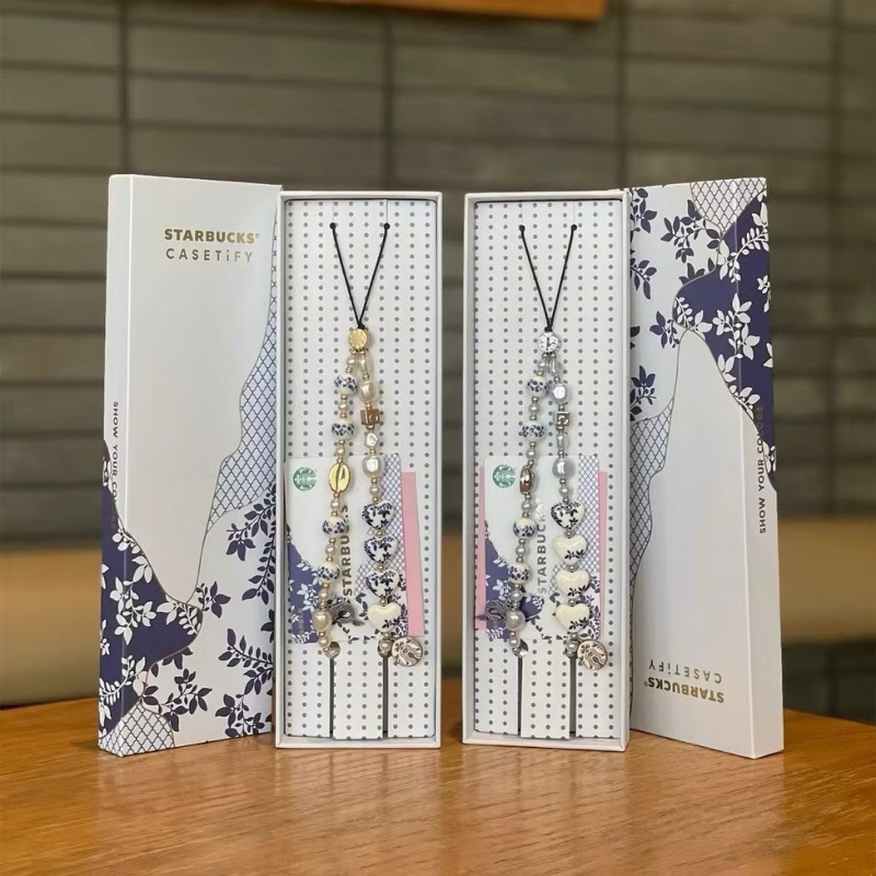 Starbucks25周年CASETiFY聯名款 青花瓷（金色）（銀色）手機掛鏈