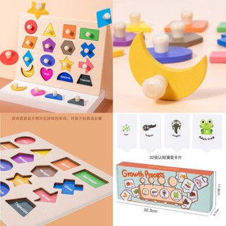 現貨〔益智玩具】木製蒙氏幾何手抓板 磁性拼圖玩具 ♥ 成長週期演變 幼兒園教具 形狀嵌板 ♥ 認知配對 嵌板 手抓板玩具