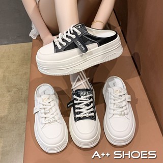A++穆勒鞋 珍珠水鑽半拖鞋 小個子鬆糕女鞋 厚底5.5 洞洞鞋 真皮鏤空小白鞋 ~ 正常