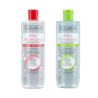 巴黎Evoluderm潔膚卸妝水500ml - 控油調理 (綠) / 瞬效舒敏 (紅)