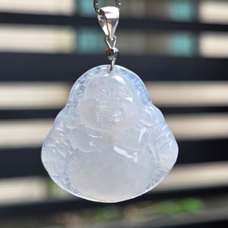 嗨，寶貝銀飾珠寶* 緬甸玉A貨 翡翠飾品☆925純銀 保證A貨 冰糯種 白翡 彌勒佛翡翠吊墜 墜子