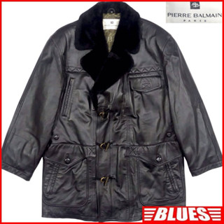 PIERRE BALMAIN 小羊皮皮草排扣翻領夾克 皮衣外套