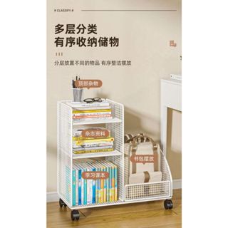 移動式繪本書架 桌下書架 帶輪置物架 學生書包收納架 兒童書本收納架 置物架