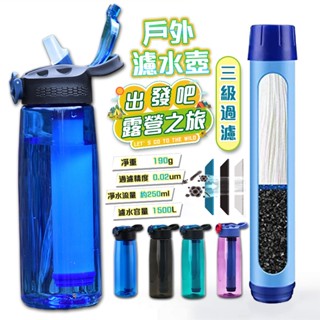 隔日達+現貨 過濾水壺 水壺 水杯 水壺 野外濾水器 運動水壺 飲水濾水器 求生吸管水壺 應急濾水水壺 戶外緊急濾水水壺