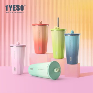 【臺灣出貨】TYESO 吸管咖啡杯 不鏽鋼保溫杯 冰霸杯 保冰杯 隨行咖啡杯 環保杯 飲料杯 吸管保溫杯 吸管杯 水壺