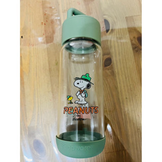 「二手」9成新 「康寧密扣Snapware」提把隨行玻璃杯710ml-SNOOPY史努比 露營趣