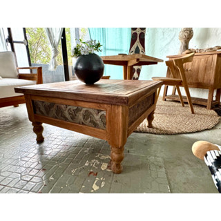 四方形柚木咖啡桌 茶几 手工雕刻 L90 W90 H47 cm - Teak Coffee Table