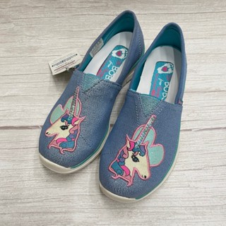 ［出清品］[ 展示品 ]《布布童鞋》SKECHERS Pureflex亮片獨角獸牛仔藍兒童休閒鞋(22公分)