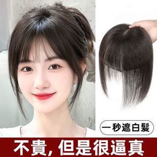 TOP🥇假瀏海髮片女 頭頂補髮片 遮白髮 增髮量 自然蓬鬆高顱頂 模擬人髮 瀏海假髮 假髮女整頂 短髮髮飾 接髮片 假發