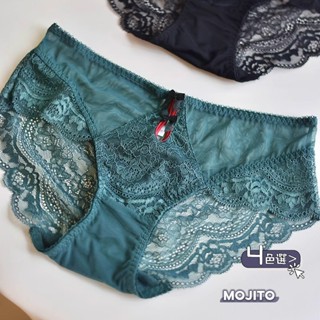 「MOJITO」嫻雅甜潤‧撞色性感內褲薄款透視網紗提臀低腰三角褲(4色選) S-XL