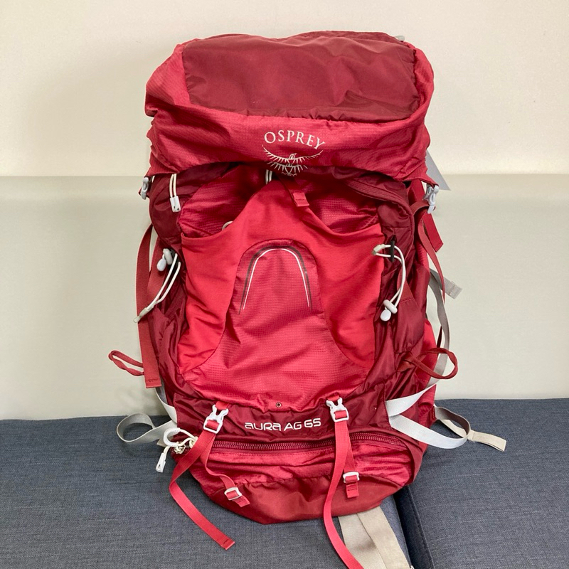 【二手】Osprey Aura AG 65L 專業女登山背包 / 紅 / S