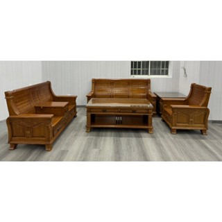 【中彰投宏品2手傢俱館】中古家具我最便宜 A532127*樟木沙發1+2+3含大小茶几* 書桌 餐桌 茶几 邊桌 電腦桌