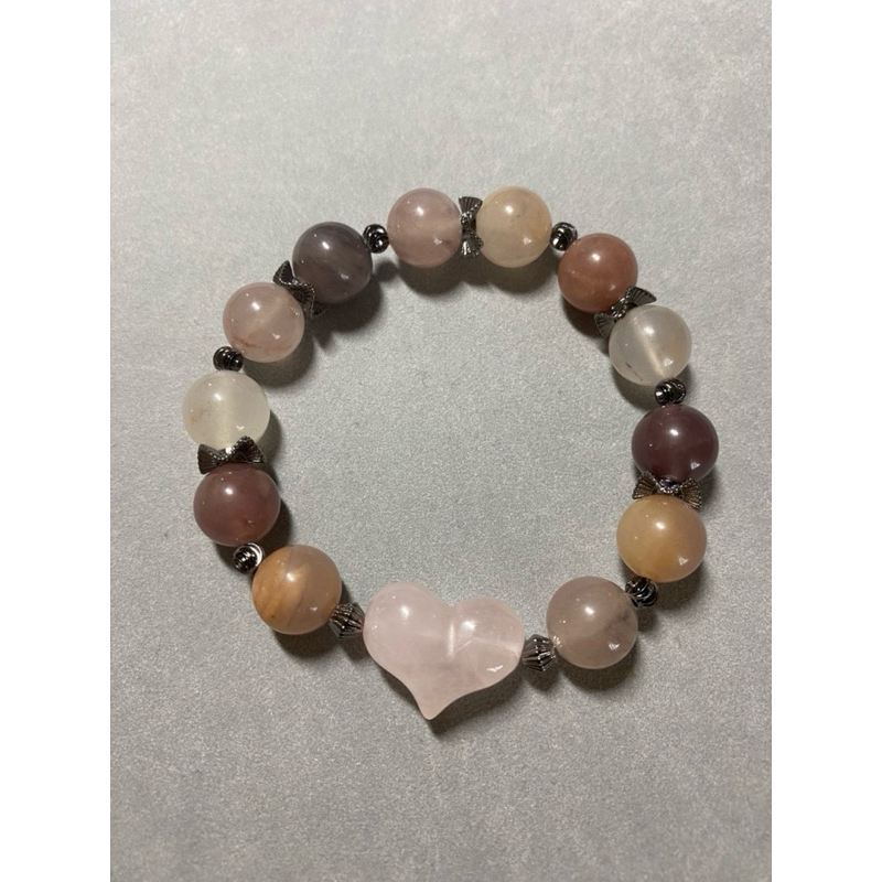 天然水晶//紫羅蘭金絲玉//粉晶愛心屁桃//白水晶招財貓//白水晶星星//-手串設計款