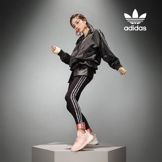 [3折代購] Adidas ORIGINALS 女裝 長袖 半開式拉鍊 外套 可調式腰身 花卉 黑 GN3105