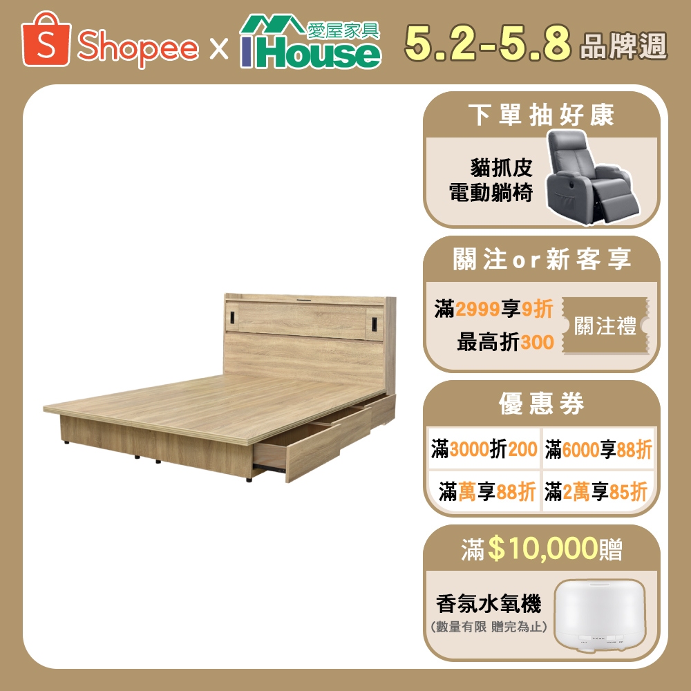 IHouse-品田 房間2件組(床頭箱+抽屜底)