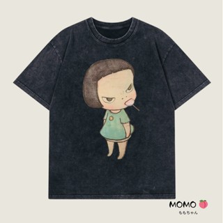 【MOMO】水洗t恤 奈良美智t恤 美式復古印花t恤 oversize t shirt 別緻短袖 寬鬆大尺碼女裝 純棉t