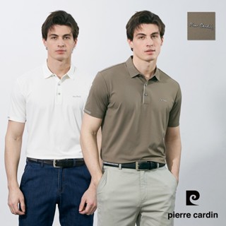 【pierre cardin 皮爾卡登】男款 涼感無痕微彈性草寫LOGO素色POLO衫 (7257271)
