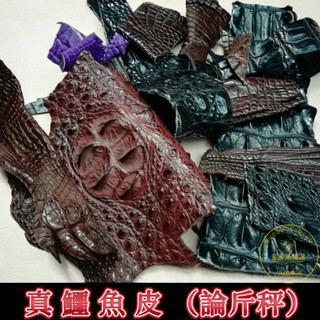 【桃園出貨】真鱷魚皮皮料 diy手工真皮邊角料 碎料 頭層練手皮料 錶帶麵料 進口 打火機套 鑰匙扣 鱷魚皮碎料/一斤裝
