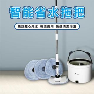 <神拖把活動加碼組>日本櫻井屋加碼6片拖布省水智慧拖把/分離淨水與髒水/輕鬆甩乾脫布/省力真乾淨