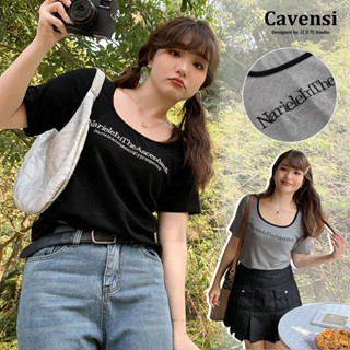 【Cavensi清貨款】非質量問題No退換 加大尺碼 短袖2色 美式復古字母刺繡 短袖上衣 大尺碼上衣 拼色上衣 S49