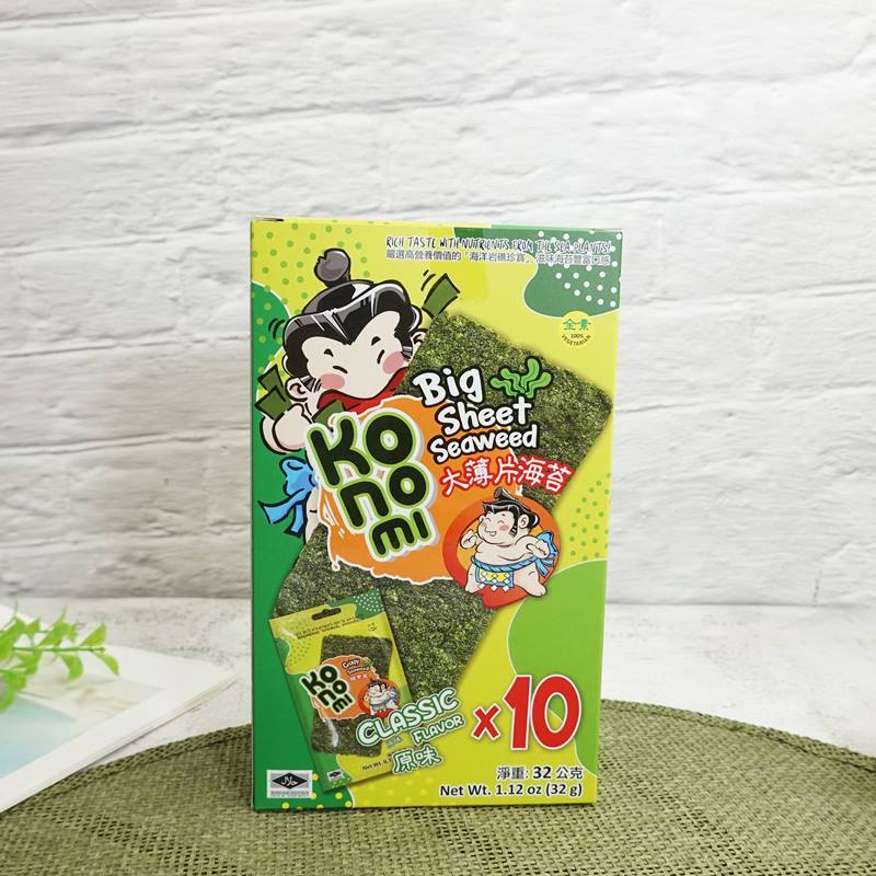 【Konomi】 相撲手大薄片海苔分享盒-經典原味 32g 紫菜卷 海苔片 原味大片脆片海苔 脆紫菜 (泰國零食)