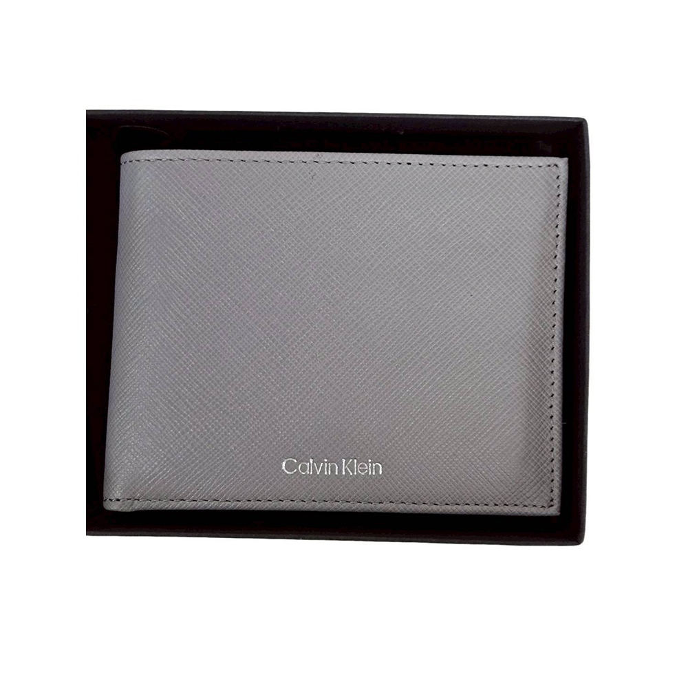 Calvin Klein CK皮夾男夾短夾名片夾證件夾 大象灰送禮(贈原廠紙袋紙盒)