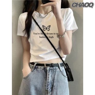辣妹純欲修身~ 短板上衣 韓系復古 蝴蝶英文字母 印花 短t 小可愛 厚磅短t 韓系短版 短版 t恤 白色衣服 夏日穿搭
