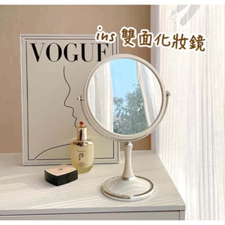 【韓系極簡風】360°旋轉雙面化妝鏡 高畫質放大鏡面 無死角上妝神器 可調角度 放大鏡面 桌鏡 立鏡 可調角度美