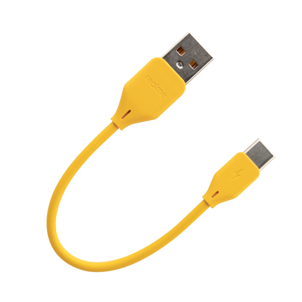 realme真我 原廠 USB-A to Type-C 超短版充電線 (15 cm) - 黃【密封裝】行動電源專用