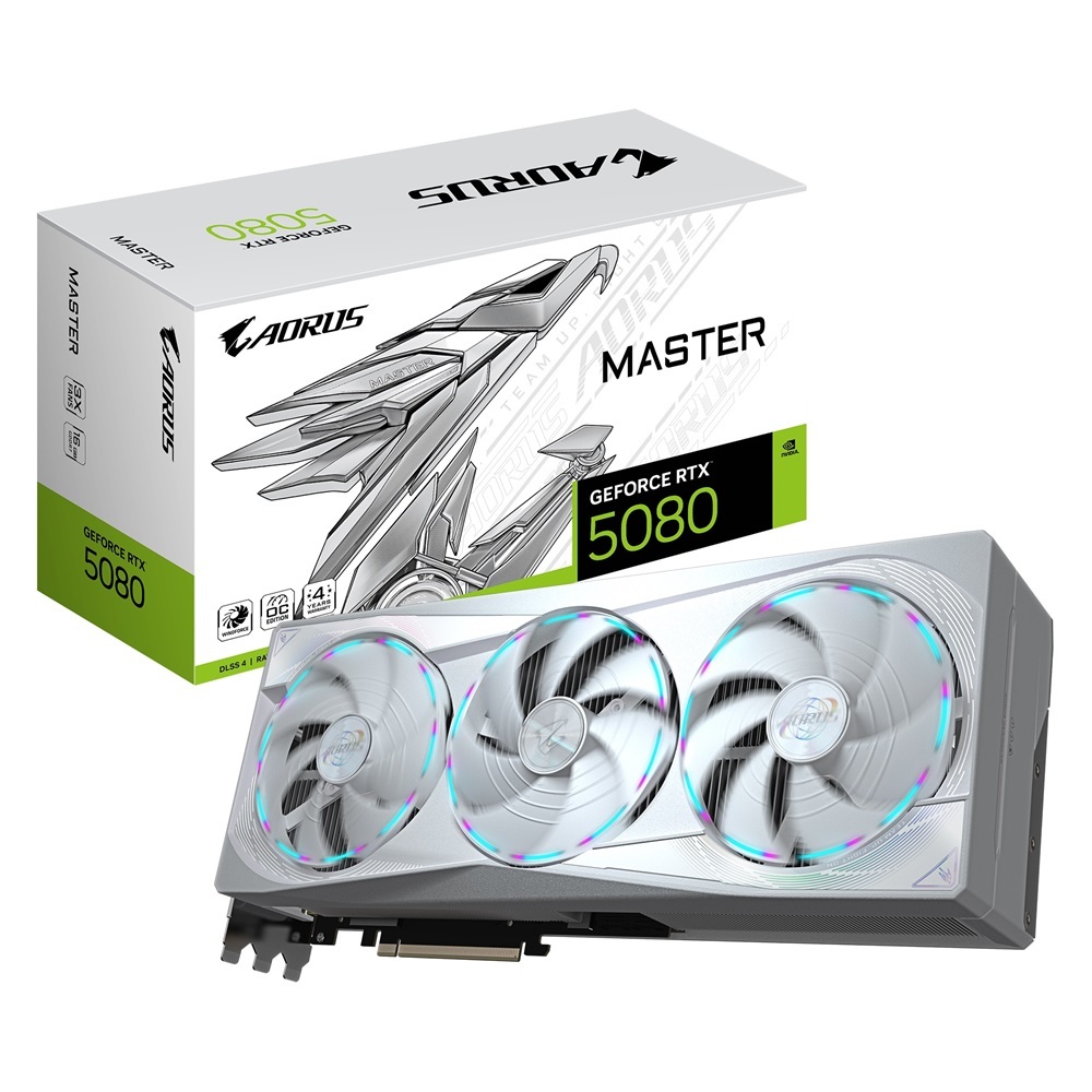 技嘉 AORUS RTX5080 MASTER ICE 16G+AORUS ELITE P1000W ICE 白金牌電源