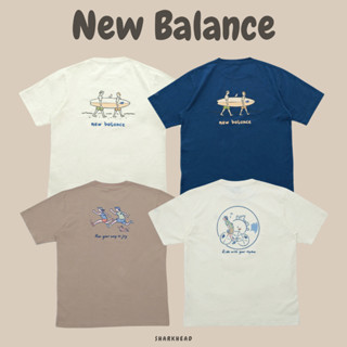 【Sharkhead】現貨 New Balance 男款 Q版 插畫 上衣 衣服 短袖 T恤 NB 短T 素T 全白 咖