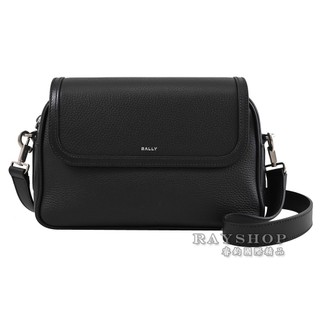 睿鈞國際精品 BALLY 6306628 SPIN CROSSBODY荔枝牛皮翻蓋斜背包.黑 現貨