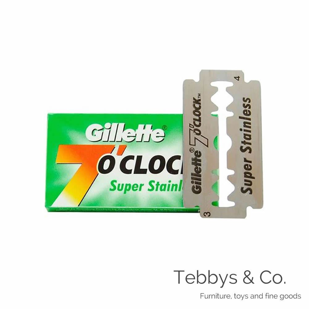 𝐓𝐞𝐛𝐛𝐲𝐬＆𝐂𝐨.美國Gillette吉列7 Oclock Permasharp傳統刮鬍刀片（10片裝）雙刃刀片