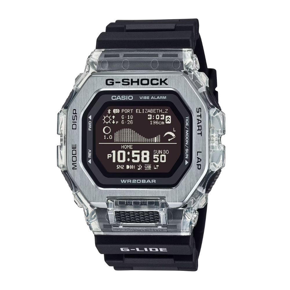 【CASIO 卡西歐】G-SHOCK 藍牙 衝浪運動 海洋水藍 雙重材質錶圈 運動系列_GBX-100S-1_46mm