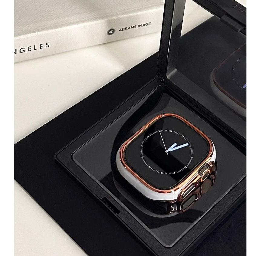 撞色PC半包硬殼iwatchs10新款錶殼 適用於蘋果AppleWatch ultra錶殼保護殼 s9錶框保護殼