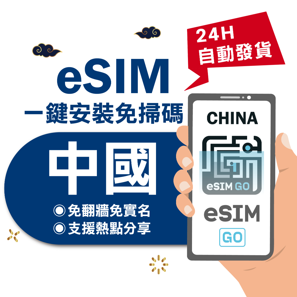 【eSIMGO】中國eSIM｜免翻牆 24H自動發貨五分鐘取件 網卡 吃到飽 北京網卡 上海網卡 大陸 esim中國
