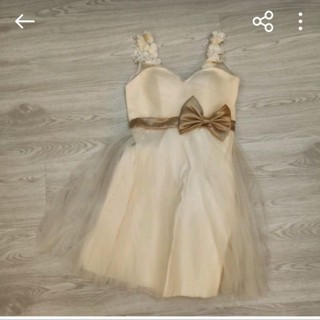 米色小禮服/蝴蝶結紗裙.畢業禮服.春酒.尾牙.婚禮.宴會 晚宴.晚禮服/小公主裝/小洋裝XL