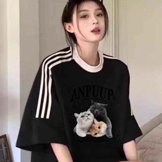【董小姐】 顯瘦上衣寬鬆 夏季原宿風 t恤純棉上衣 美式復古上衣美式印花短袖 oversize寬鬆上衣 元氣少女短袖