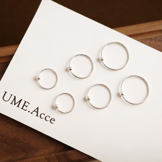 [全純銀.耳環] S925純銀 圓珠彈簧圓圈耳環【UME】耳釘耳環/短款耳環/貼耳耳環/耳骨環