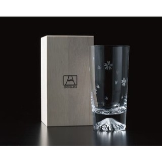 【一草一木】日本製 富士山杯(櫻花限定款 大啤酒杯) 江戶硝子 田島硝子 附原廠木盒裝 富士山 水杯 啤酒杯 果汁杯