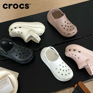Crocs 泡芙鞋 洞洞鞋 穆勒鞋 厚底5CM 防水 白色 黑色 新色咖啡色 沙灘拖 206751 女款
