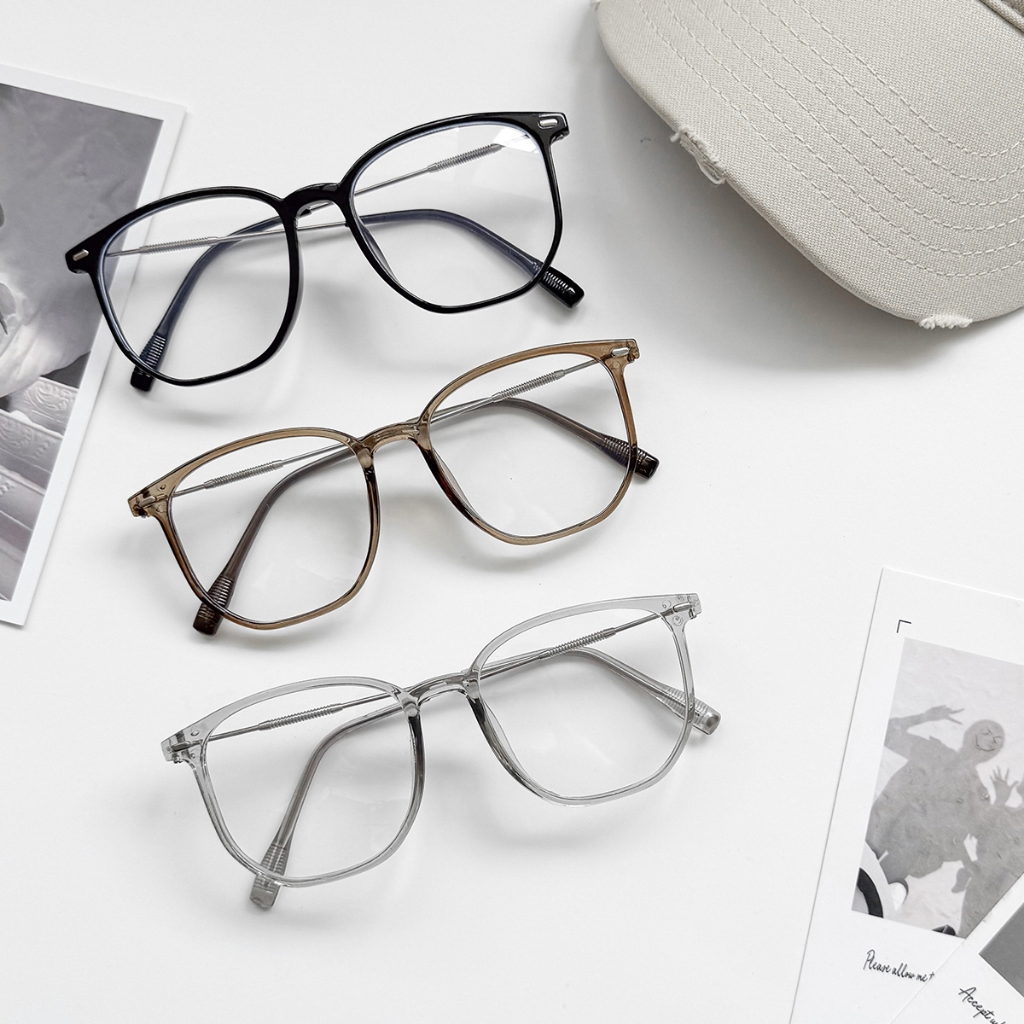 【Fee隔日到貨3色】韓系顯臉小濾光感多角造型眼鏡🔥輕巧黑框鏡片平光眼鏡 冷茶色眼鏡 透明框眼鏡 無度數眼鏡 塑膠眼鏡
