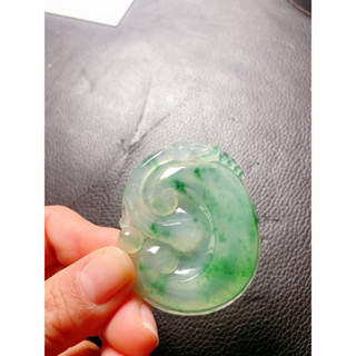【麟瑞翡翠】緬甸A貨翡翠 高冰玻璃種 陽綠飄花 如意吊墜 掛件 大尺寸 精品 50mm-42.7mm-7.2mm