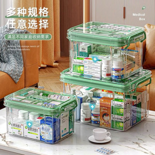 【笑笑】【現貨】透明醫藥箱 可提式整理盒 醫護收納盒 大容量整理箱 醫療急救葯盒 首飾盒 藥箱 分隔收納盒 收納箱 雜物
