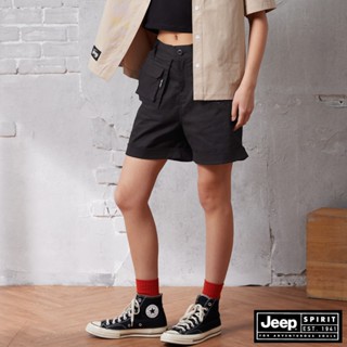 JEEP 女裝 可拆卸兩穿口袋短褲-黑色