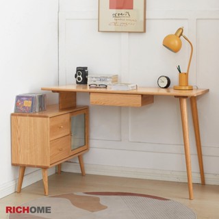 RICHOME 福利品 F20041 北歐風實木轉角書桌 化妝桌 化妝臺 辦公桌 書桌 電腦桌 工作桌 梳妝 抽屜 收納